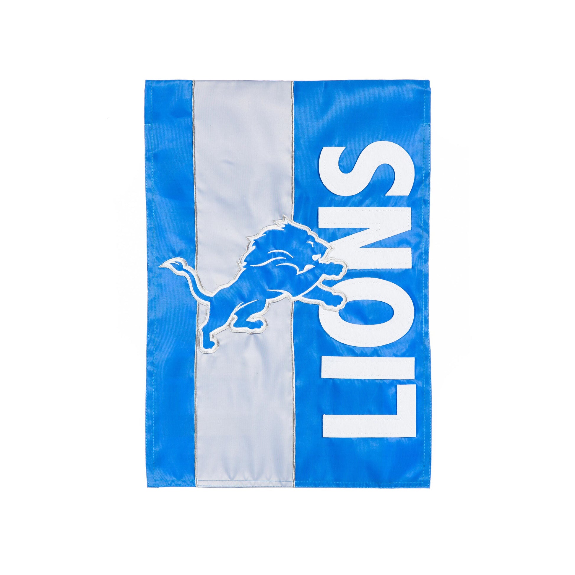 Detroit Lions garden flag blue with gray stripe and white lion Evergreen Enterprises on Tampa Home & Garden Store