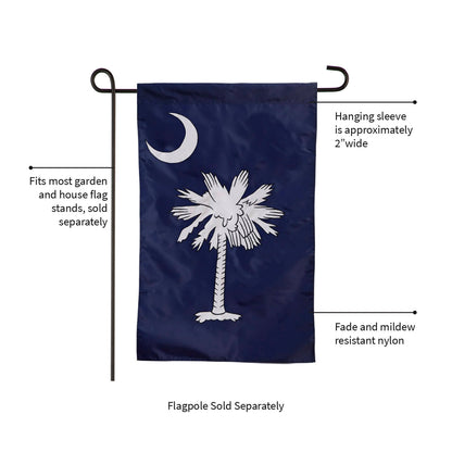 South Carolina Garden Applique Flag navy blue with white palmetto tree and crescent on Tampa Home & Garden Store