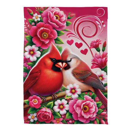 Drapeau de jardin en suède Amoureux des cardinaux