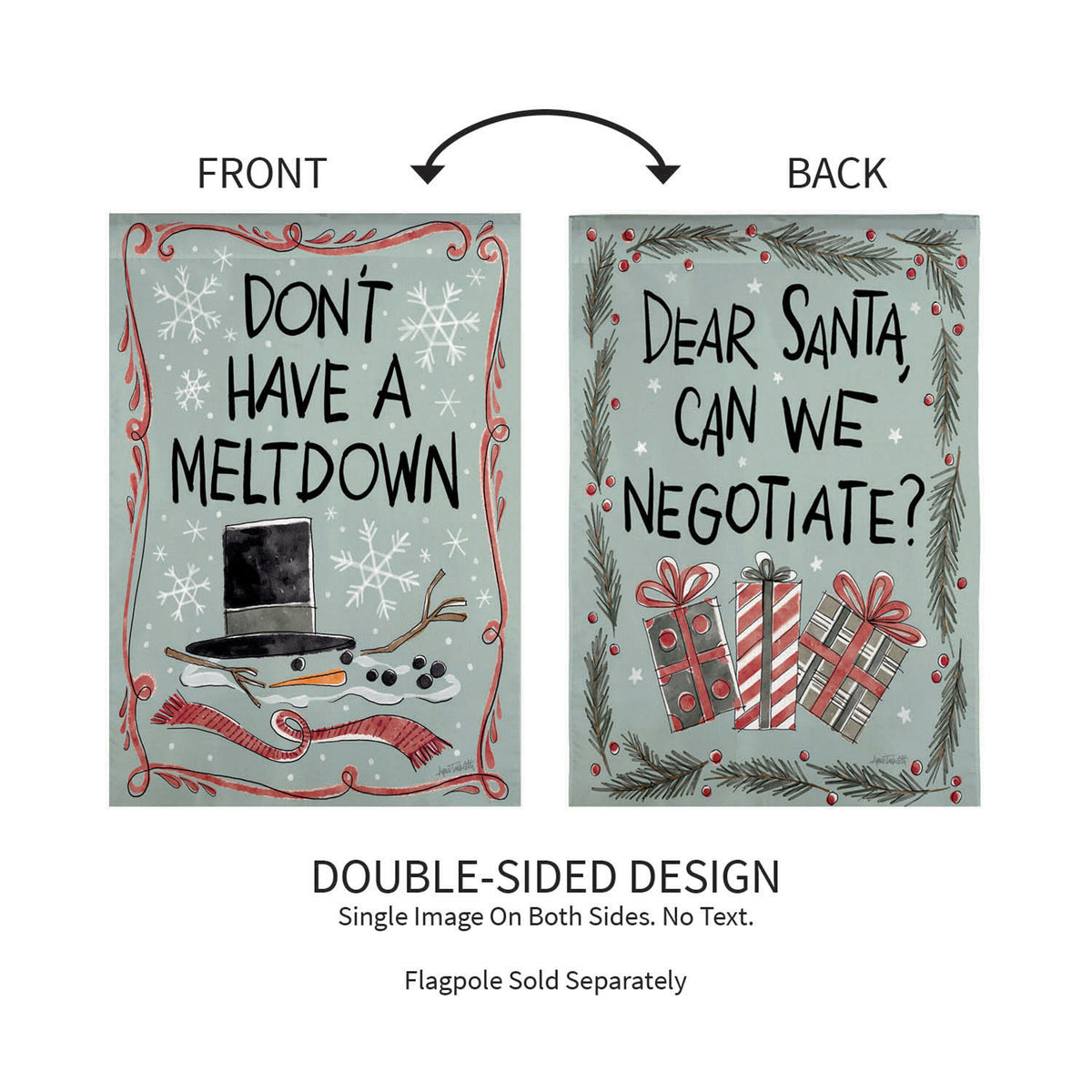 Holiday Fun Reversible Suede Garden Flag double-sided front snowflakes back gifts designs on Tampa Home & Garden Store