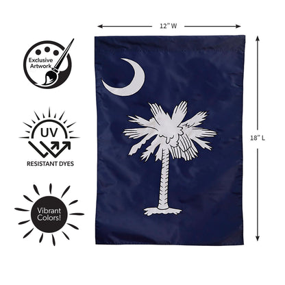 South Carolina Garden Applique Flag navy blue with white crescent and palmetto tree on Tampa Home & Garden Store