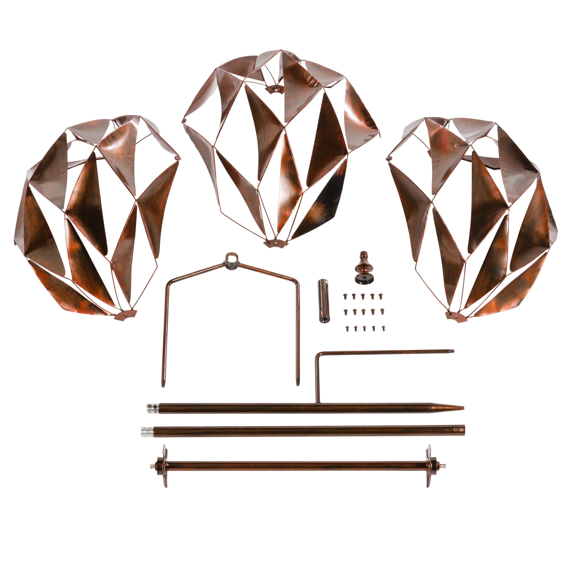 Harlequin Ball Wind Spinner set of 3 copper-toned metal wind wheels by Evergreen Enterprises - Wholesale Collective on Tampa Home & Garden Store