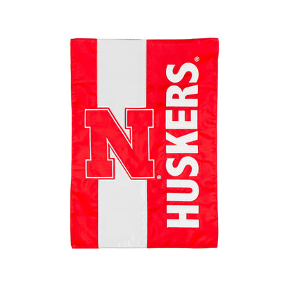Nebraska Embellished Garden Flag applique white letters red field Evergreen Enterprises on Tampa Home & Garden Store