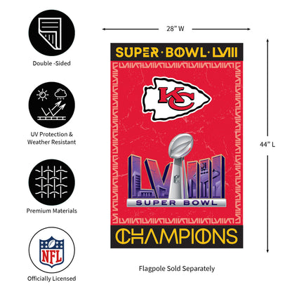 Suede flag Kansas City Chiefs SB58 Champions with KC Evergreen Enterprises Wholesale Collective on Tampa Home & Garden Store