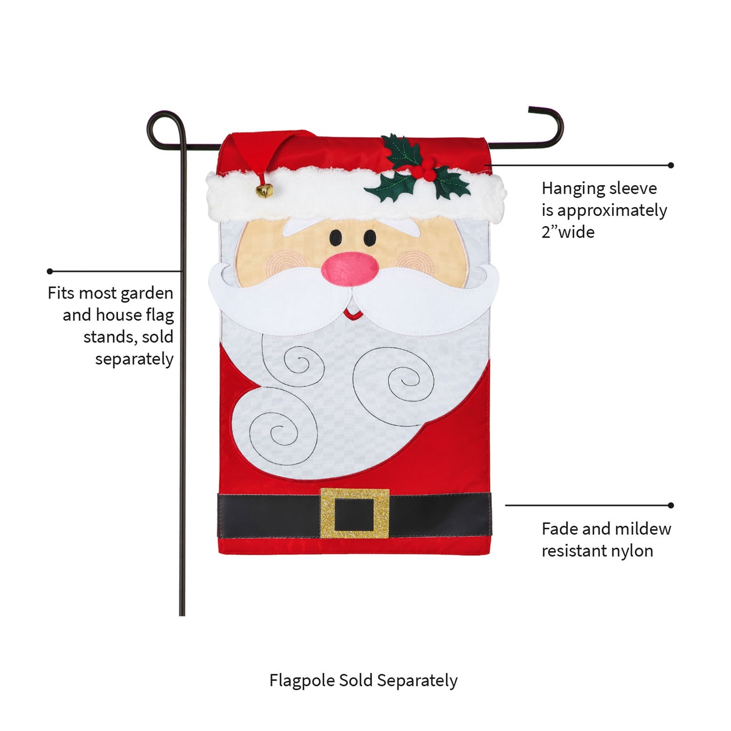 Santa Claus Garden Applique Flag by Evergreen Enterprises - Wholesale Collective for garden on Tampa Home & Garden Store