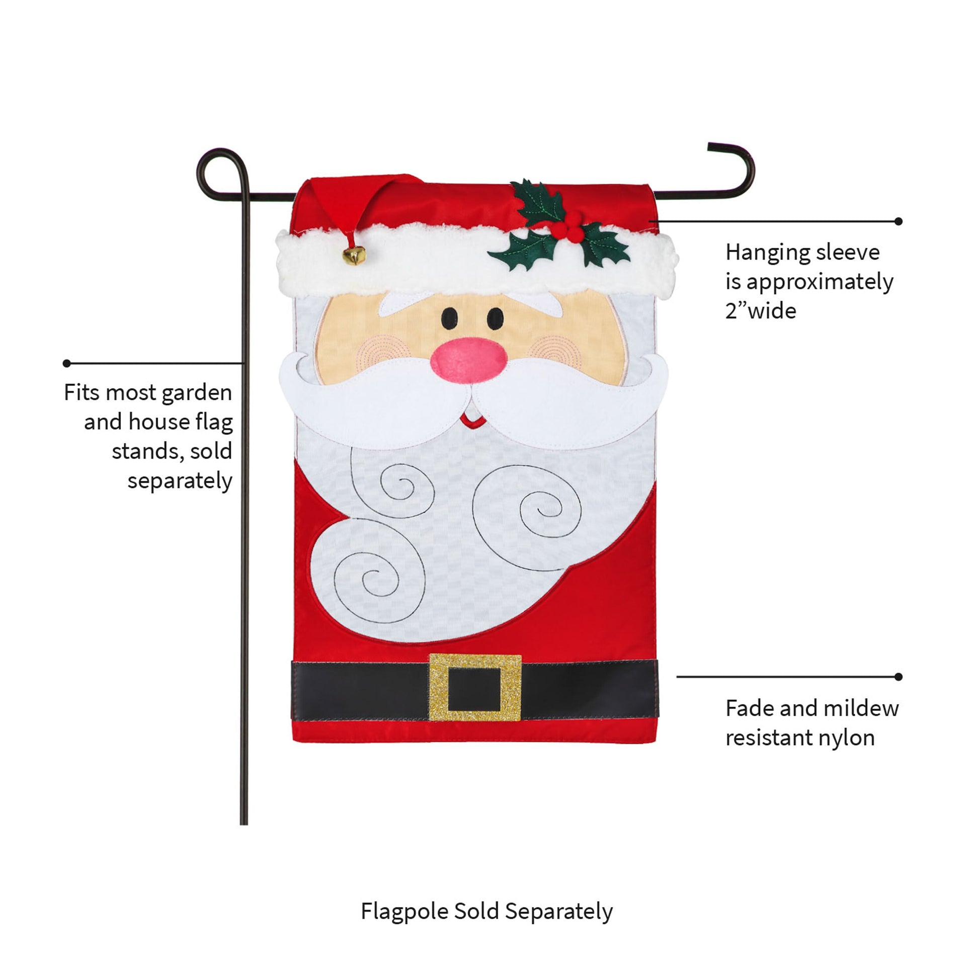 Santa Claus Garden Applique Flag by Evergreen Enterprises - Wholesale Collective for garden on Tampa Home & Garden Store