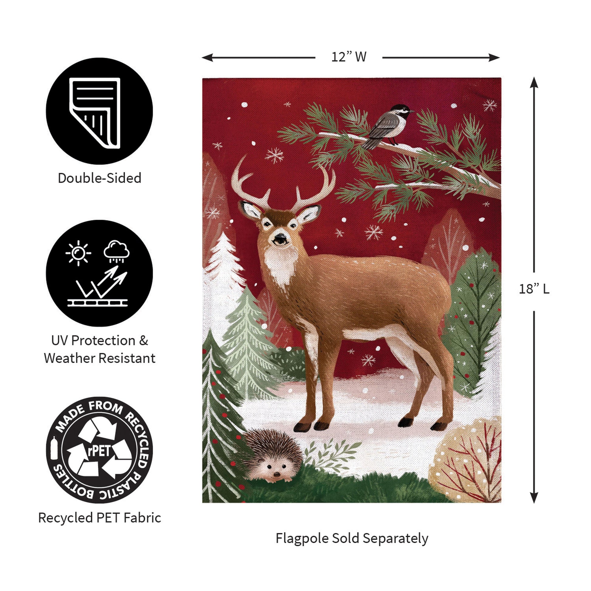 Woodland Storybook Reindeer Burlap Garden Flag red winter scene by Evergreen Enterprises on Tampa Home & Garden Store