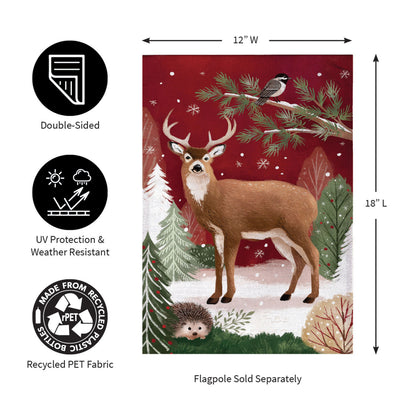 Woodland Storybook Reindeer Burlap Garden Flag red winter scene by Evergreen Enterprises on Tampa Home & Garden Store