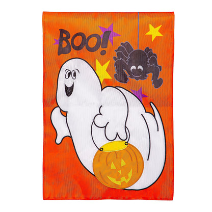 Boo Buds Applique Garden Flag orange Halloween design with ghost by Evergreen Enterprises on Tampa Home & Garden Store