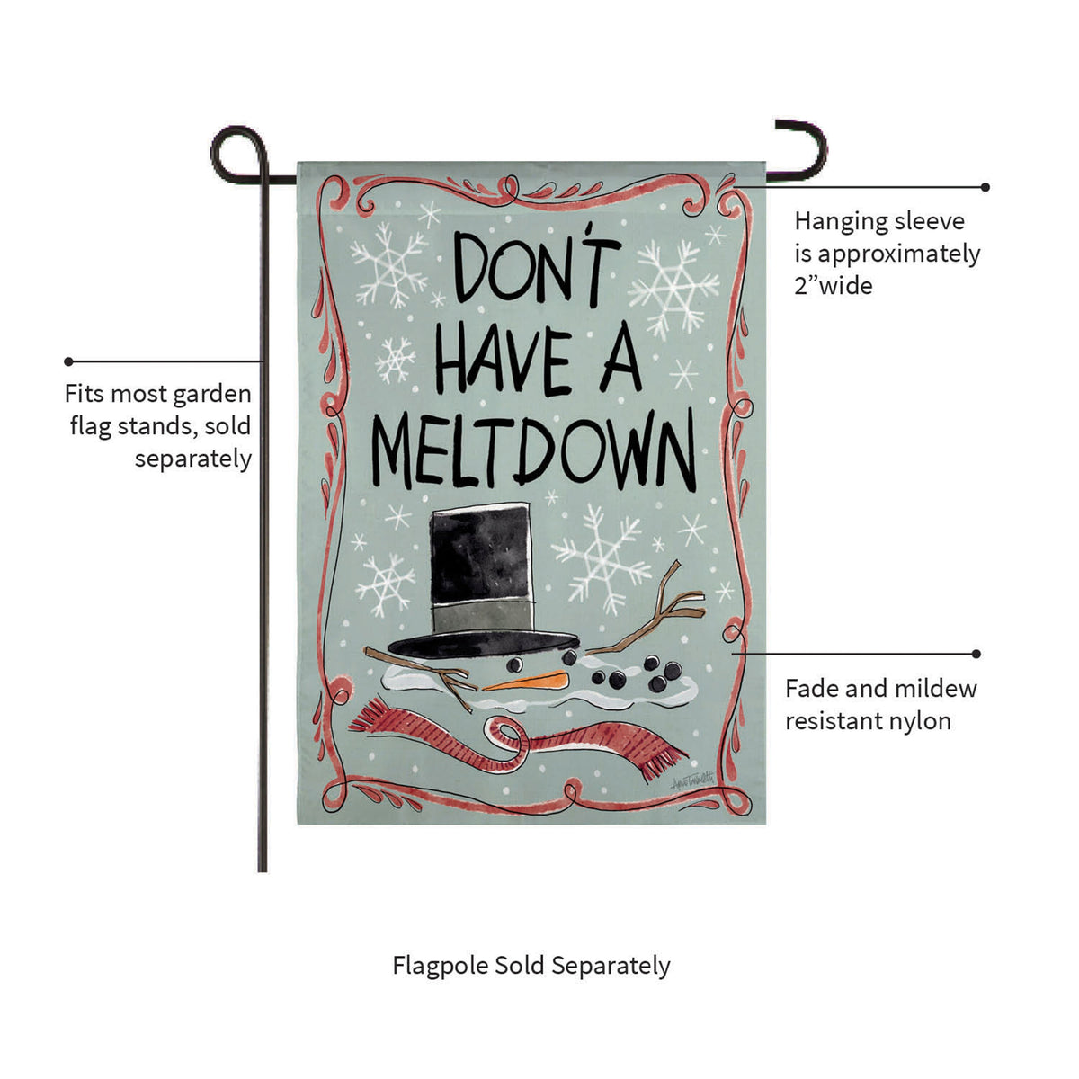 Holiday Fun Reversible Suede Garden Flag by Evergreen Enterprises with snowflakes on blue backdrop on Tampa Home & Garden Store