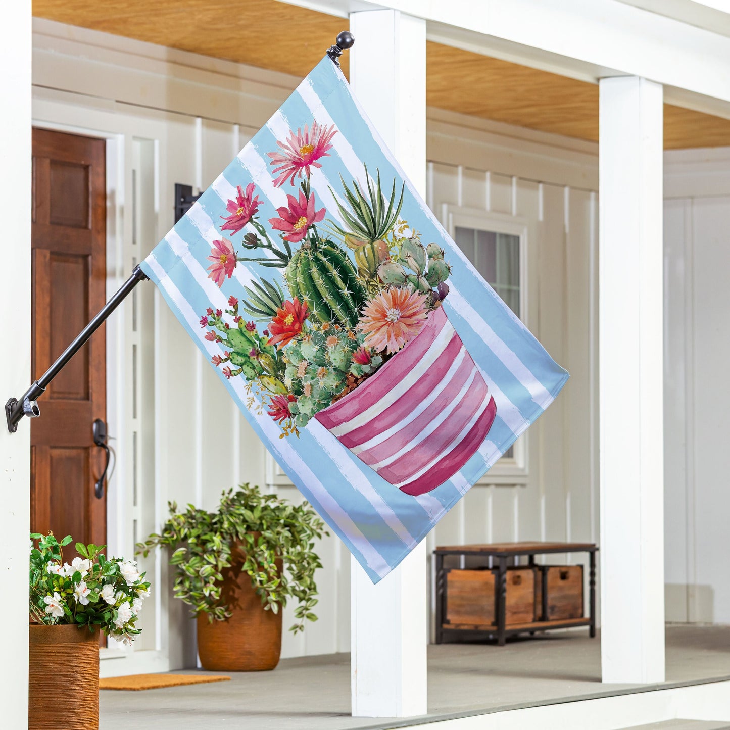 Welcoming Succulent Suede House Flag
