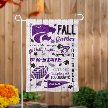 Moire flag Kansas State University with purple K-State logo and Wildcats, Fall Seasonal on Tampa Home & Garden Store