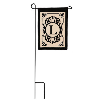 Cambridge Monogram Garden Flag Letter L beige center with black border Evergreen Enterprises on Tampa Home & Garden Store