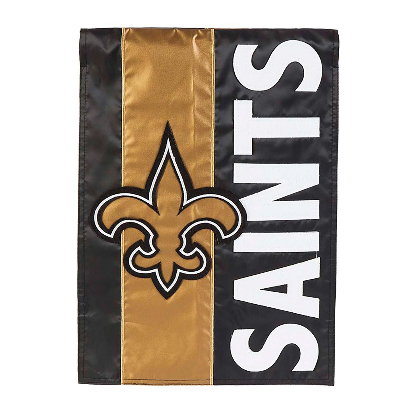 2-Sided NFL Team Pride Applique Flag New Orleans Saints in black and gold with fleur-de-lis on Tampa Home & Garden Store
