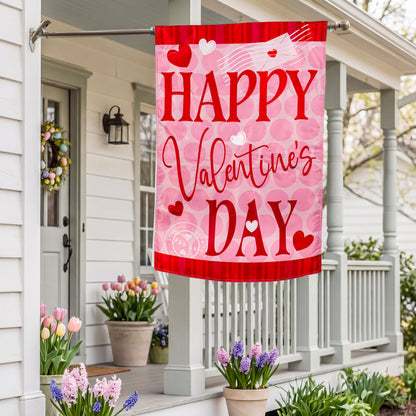 Applique House Flag Happy Valentine's Day Hearts pink and red with hearts Evergreen Enterprises on Tampa Home & Garden Store