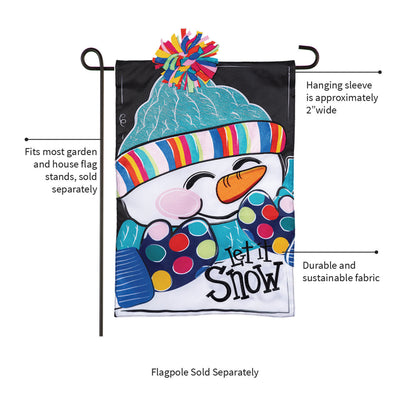 Drapeau de jardin appliqué « Let It Snow-Bon »
