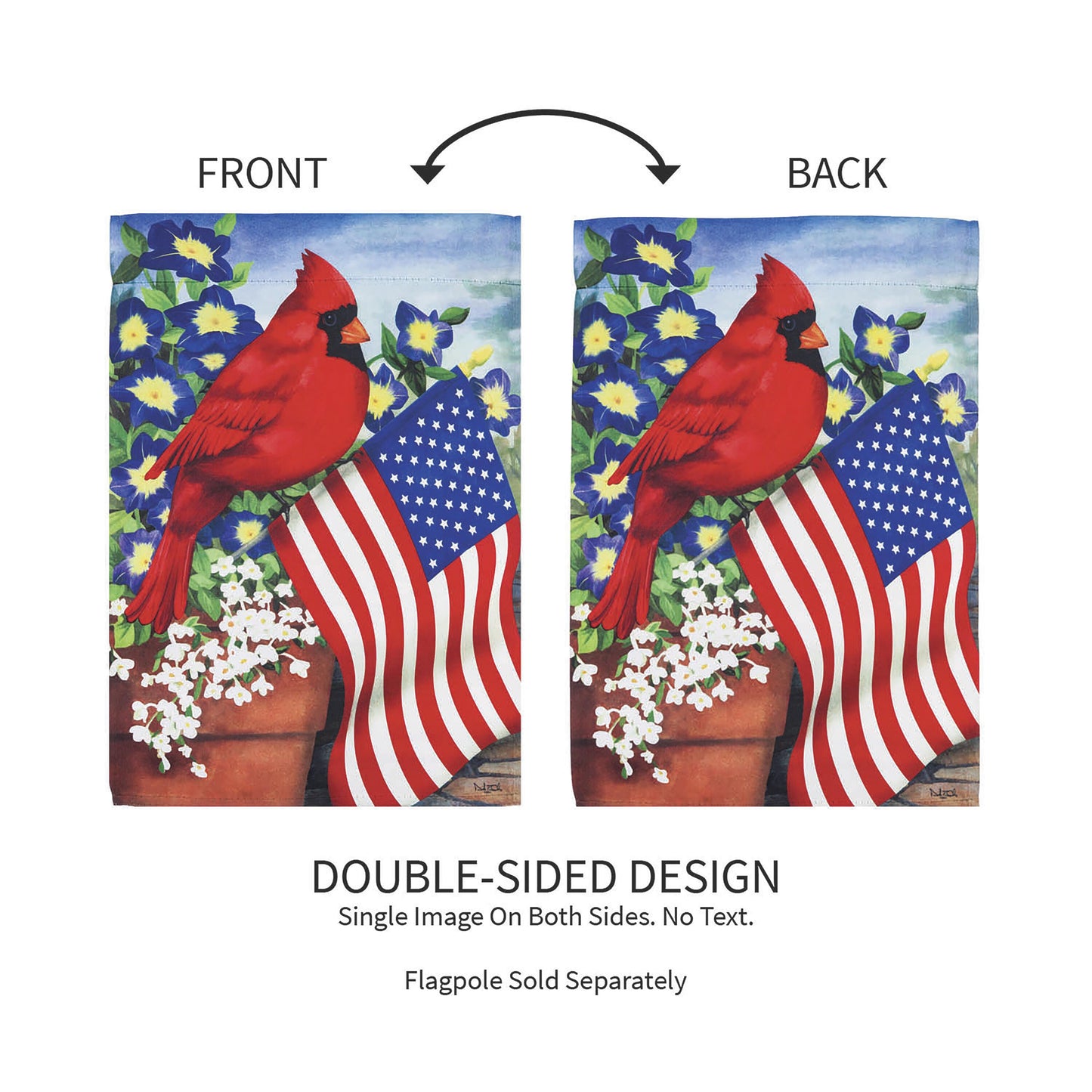 Cardinal Glory Suede Garden Flag 2-pack double-sided by Evergreen Enterprises on Tampa Home & Garden Store
