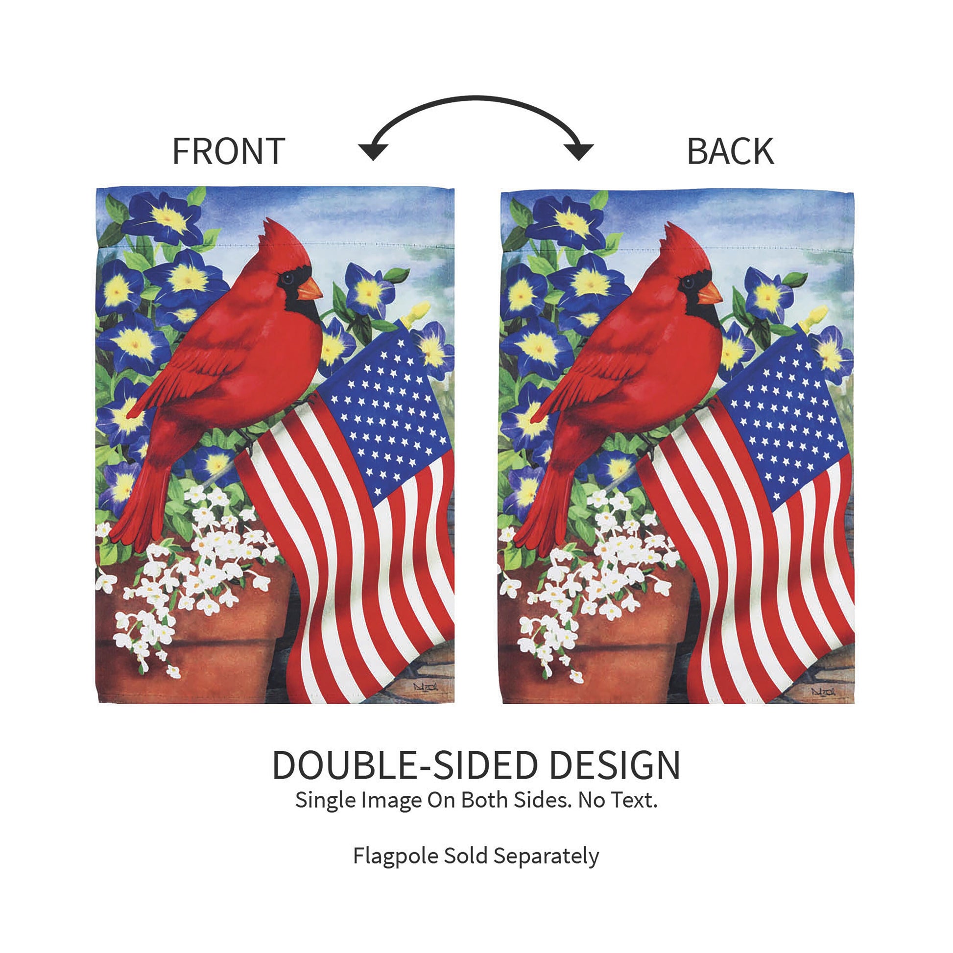 Cardinal Glory Suede Garden Flag 2-pack double-sided by Evergreen Enterprises on Tampa Home & Garden Store