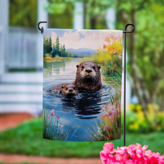 Otter Family Suede Garden Flag - Tampa Home & Garden Store