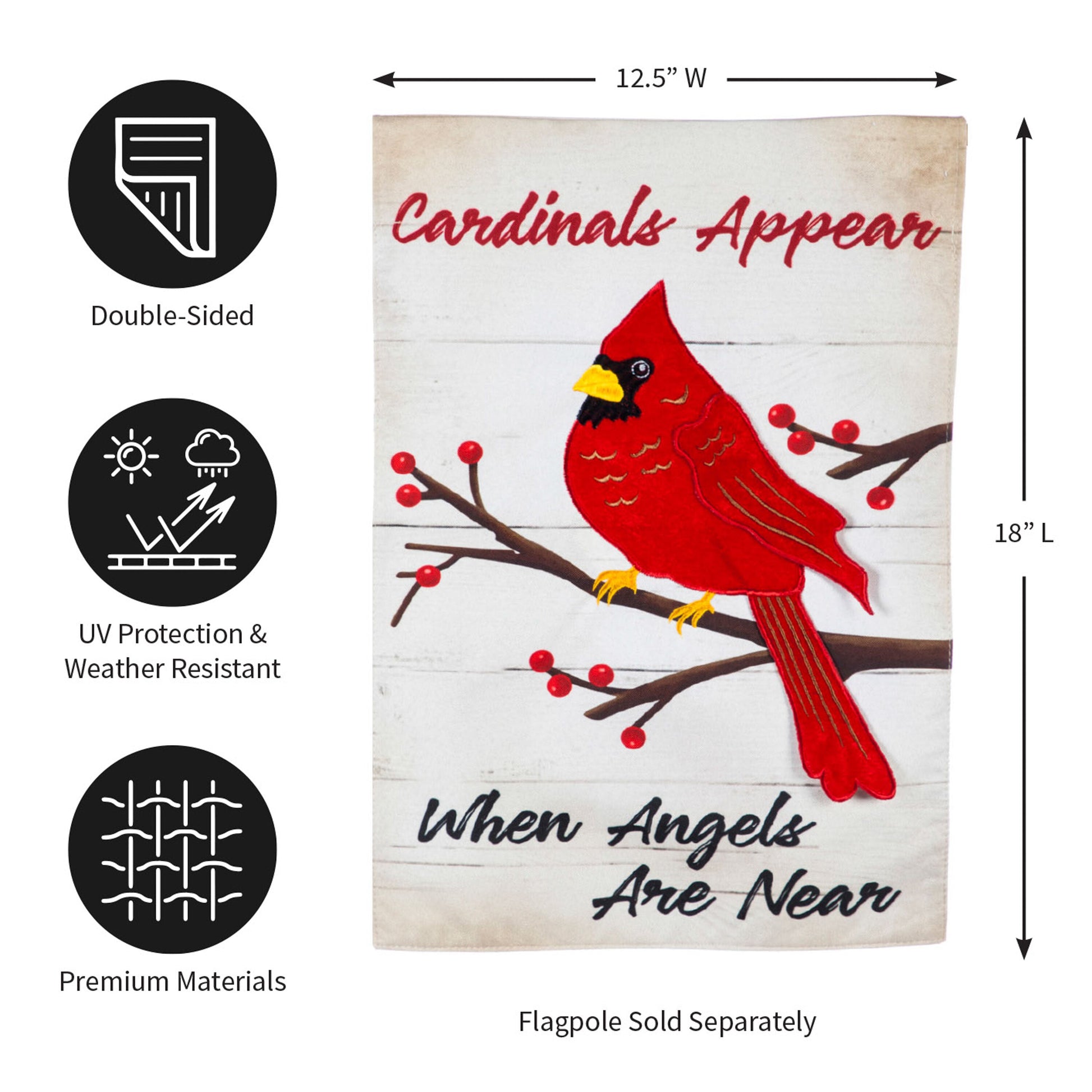 When Angels Are Near Linen Garden Flag by Evergreen Enterprises; cardinal on branch on Tampa Home & Garden Store