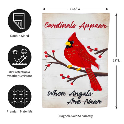 When Angels Are Near Linen Garden Flag by Evergreen Enterprises; cardinal on branch on Tampa Home & Garden Store