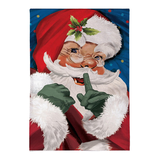 Traditional Santa Portrait Burlap House Flag by Evergreen Enterprises with holly accent on Tampa Home & Garden Store