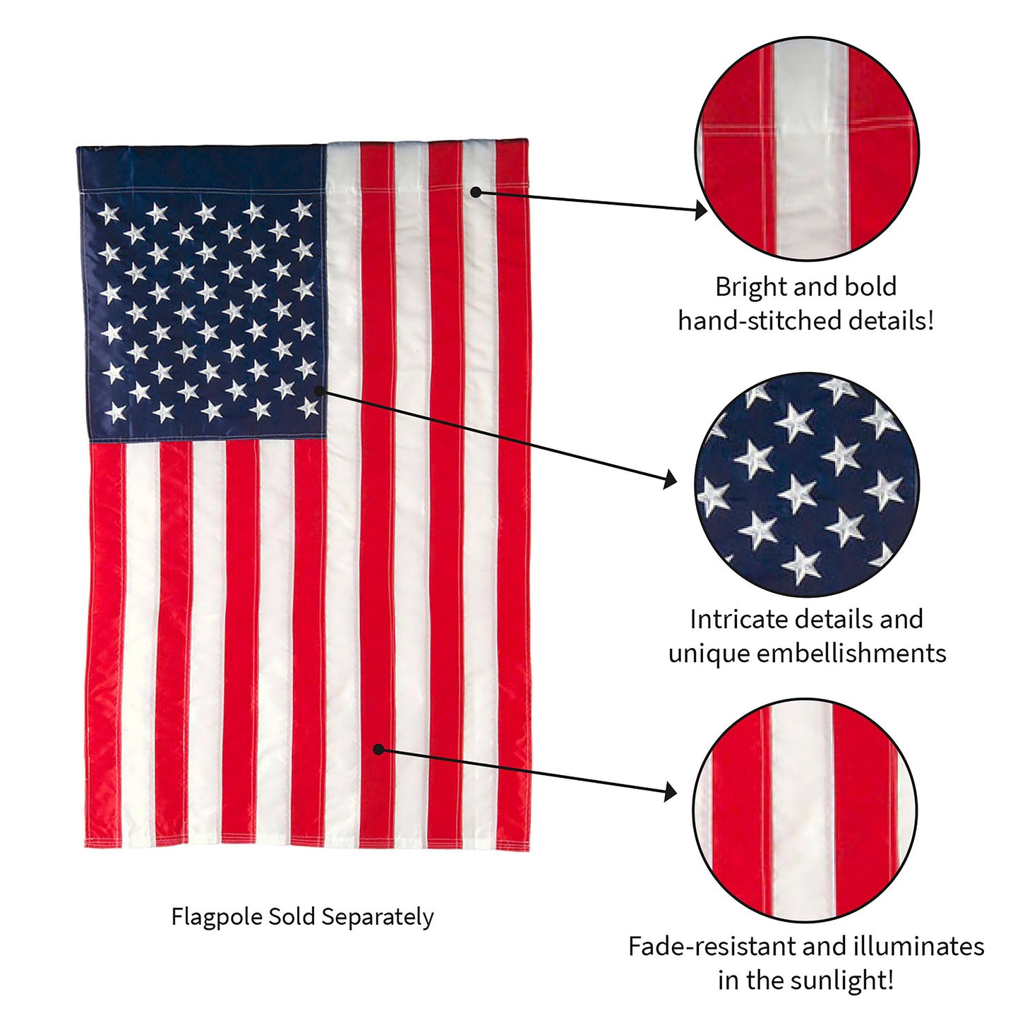 American Flag Garden Applique Flag by Evergreen Enterprises - Wholesale Collective, red white blue on Tampa Home & Garden Store