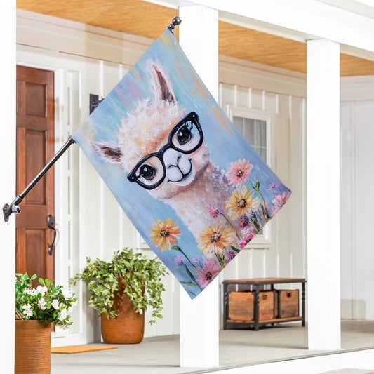 Bandera de casa de gamuza con diseño de llama floral