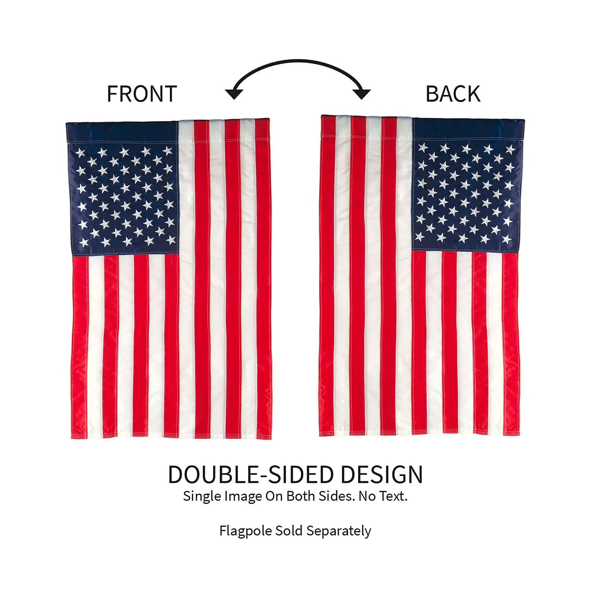 American flag applique estate flag, double-sided design, red white stripes, Evergreen Enterprises on Tampa Home & Garden Store