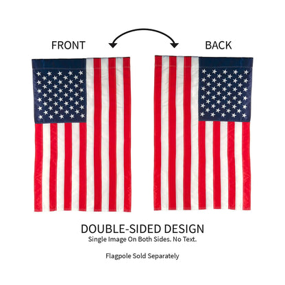 American flag applique estate flag, double-sided design, red white stripes, Evergreen Enterprises on Tampa Home & Garden Store