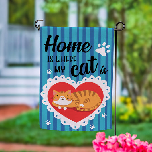 Home Is Where My Cat Is Suede Garden Flag - Tampa Home & Garden Store