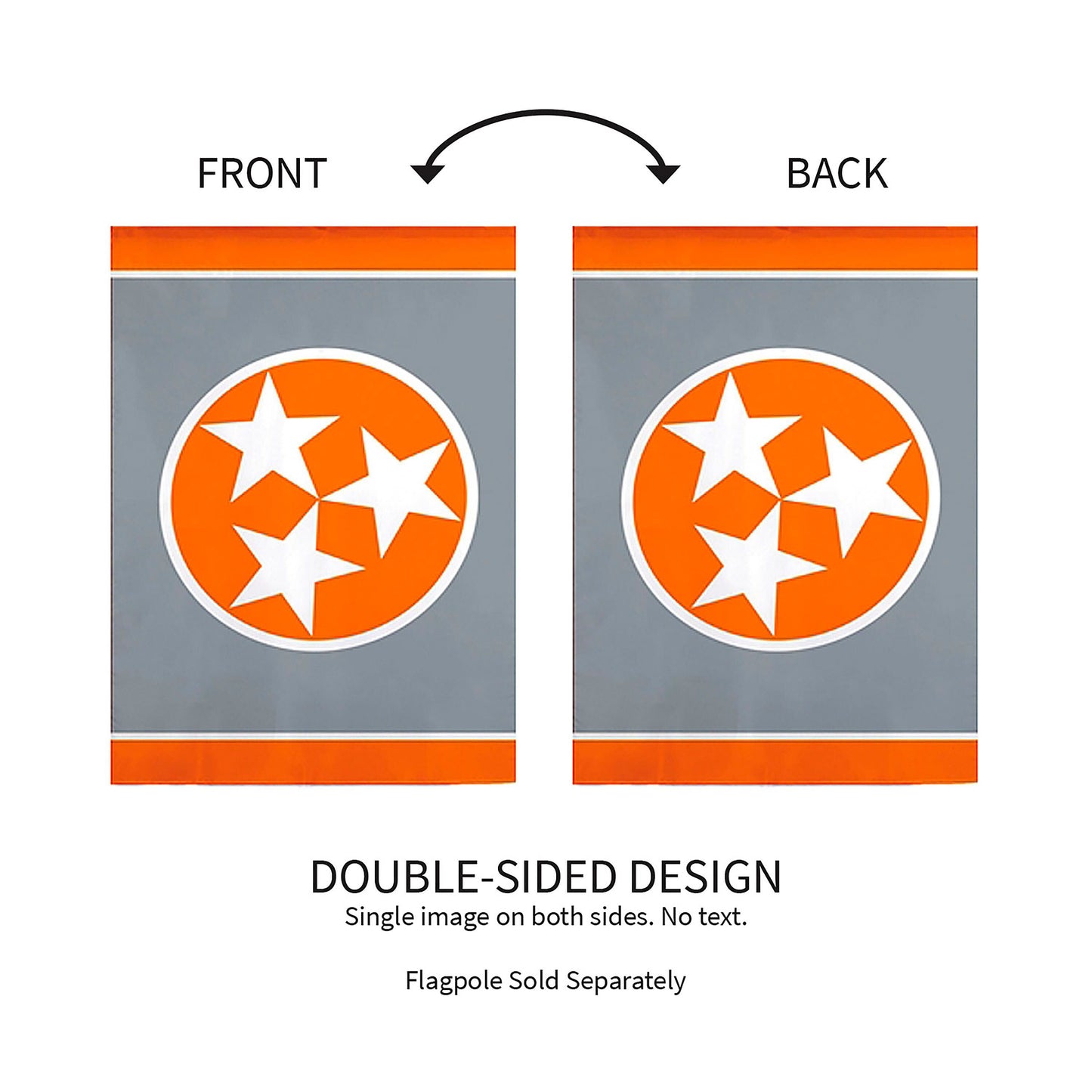 Tennessee Tri Star Grey Garden Applique Flag double-sided by Evergreen Enterprises on Tampa Home & Garden Store