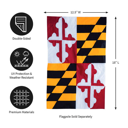 Maryland State Flag Garden Applique Flag by Evergreen Enterprises, double-sided garden decor on Tampa Home & Garden Store