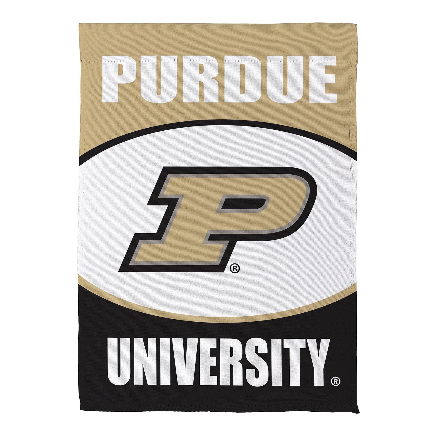 Purdue University Suede Garden Flag gold and black with Purdue text Evergreen Enterprises on Tampa Home & Garden Store
