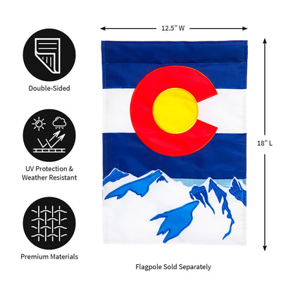 Colorado State Garden Applique Flag blue Colorado flag design by Evergreen Enterprises on Tampa Home & Garden Store
