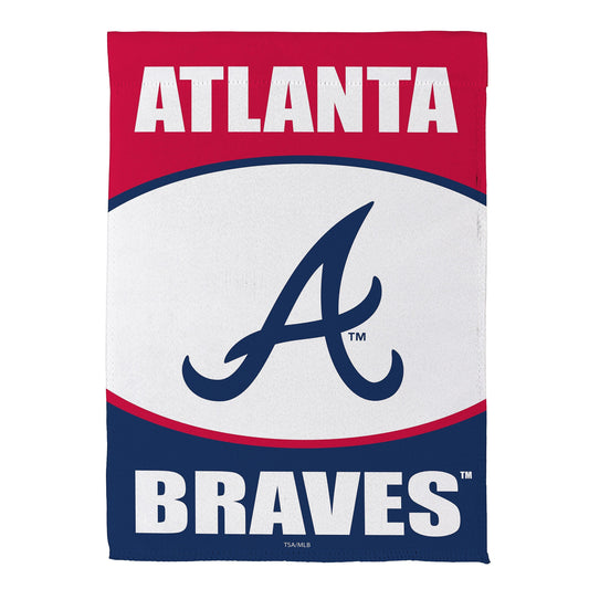 Atlanta Braves Suede Garden Flag by Evergreen Enterprises in red with white ATLANTA text on Tampa Home & Garden Store