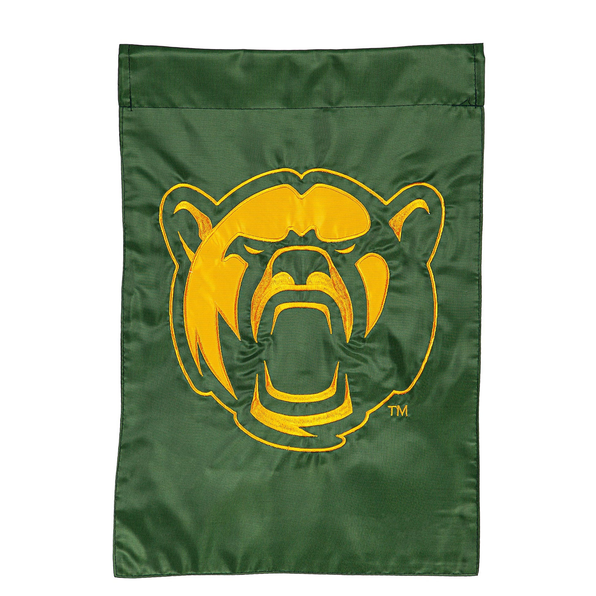 Applique Baylor University garden flag green with gold bear emblem on Tampa Home & Garden Store
