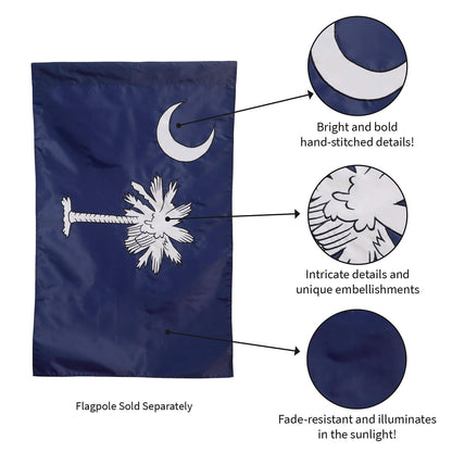 South Carolina House Applique Flag blue field with white palmetto tree and crescent on Tampa Home & Garden Store