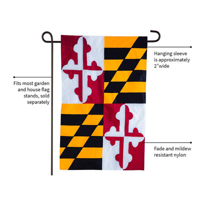 Maryland State Flag Garden Applique Flag by Evergreen Enterprises for garden flag stands on Tampa Home & Garden Store
