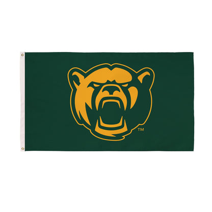 Baylor 3x5 estate flag with green field and gold bear logo, 2 grommets on Tampa Home & Garden Store