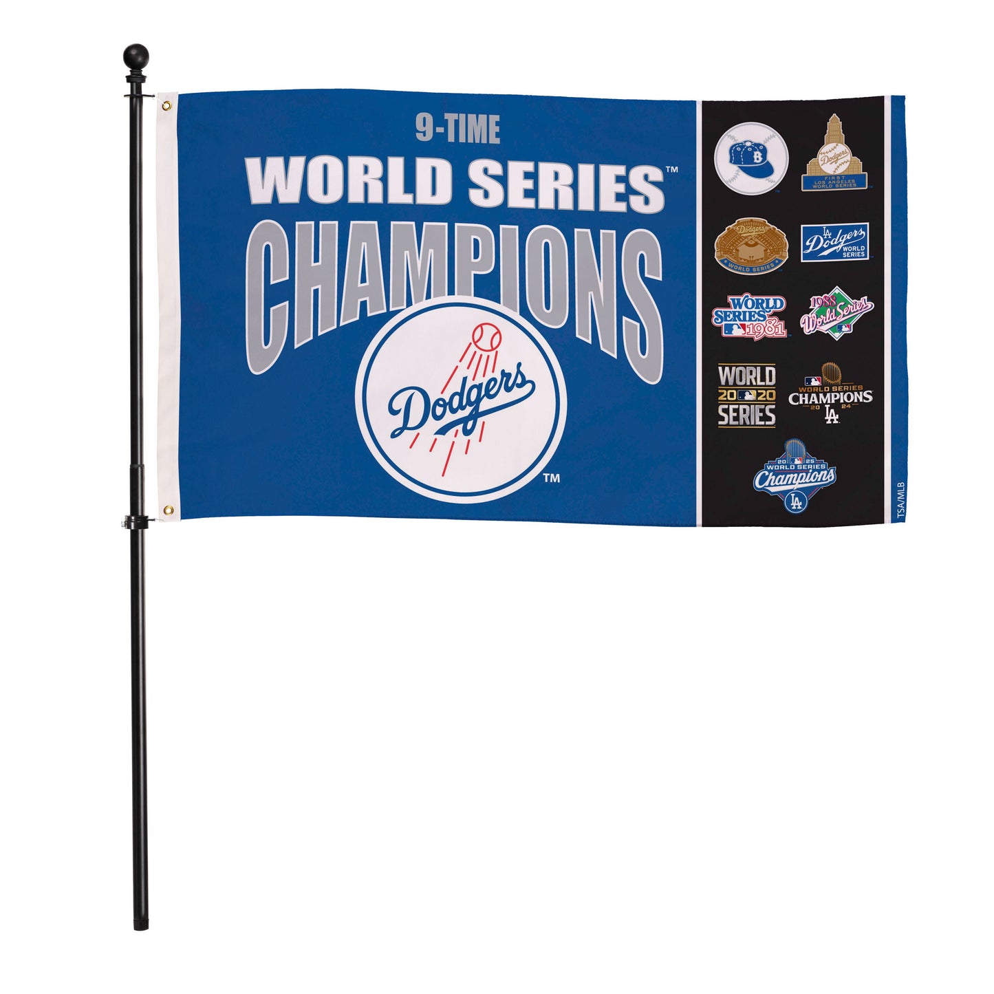 Flag Dodgers WS Champions 3x5 single-sided sublimated flag with 2 grommets Evergreen on Tampa Home & Garden Store