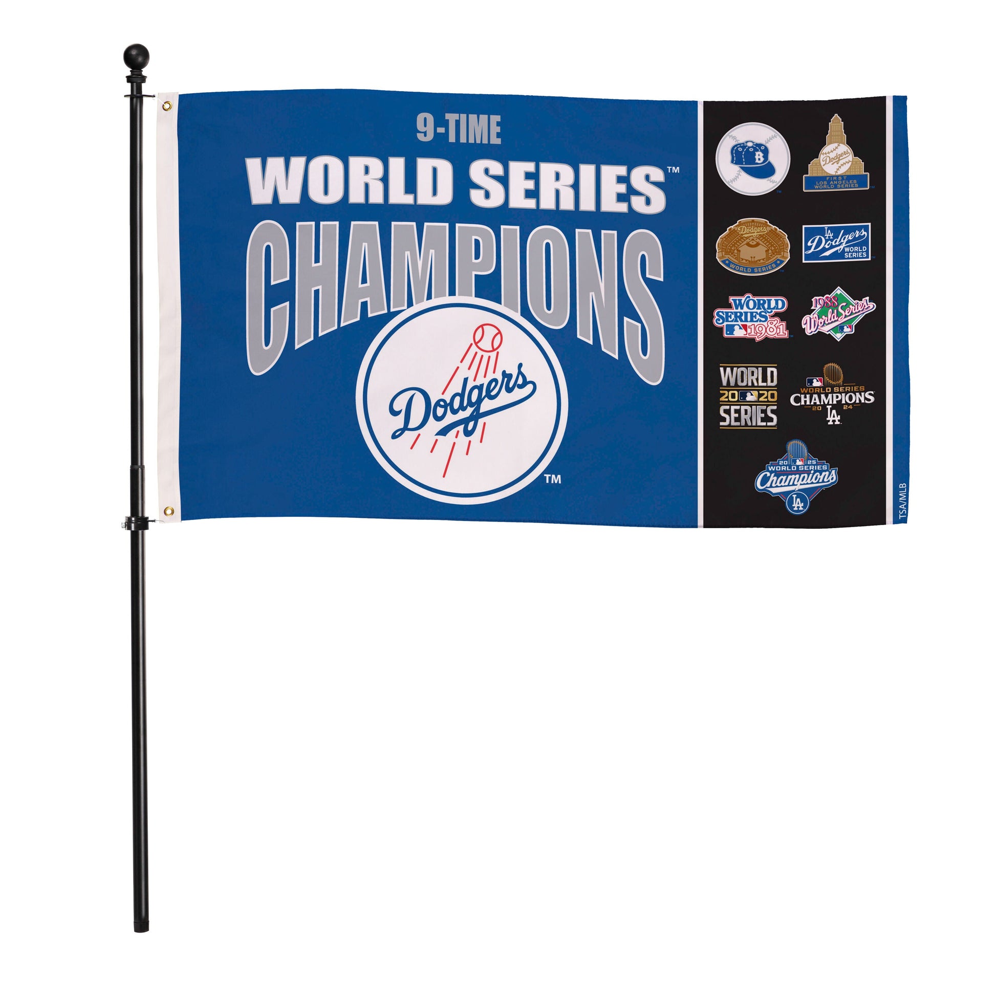 Flag Dodgers WS Champions 3x5 single-sided sublimated flag with 2 grommets Evergreen on Tampa Home & Garden Store