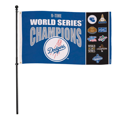Flag Dodgers WS Champions 3x5 single-sided sublimated flag with 2 grommets Evergreen on Tampa Home & Garden Store