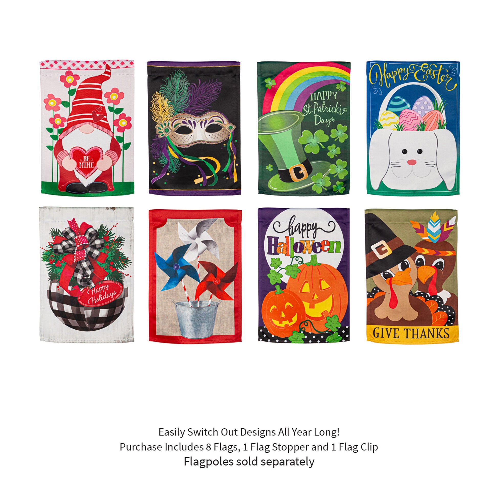 Seasonal suede garden flags set of 8 Whimsical designs by Evergreen Enterprises on Tampa Home & Garden Store