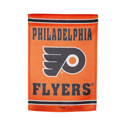 Philadelphia Flyers Embossed Suede Garden Flag orange with black lettering and logo on Tampa Home & Garden Store