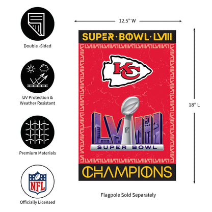 Suede flag Kansas City Chiefs SB58 Champions red double-sided Chiefs Evergreen Enterprises on Tampa Home & Garden Store
