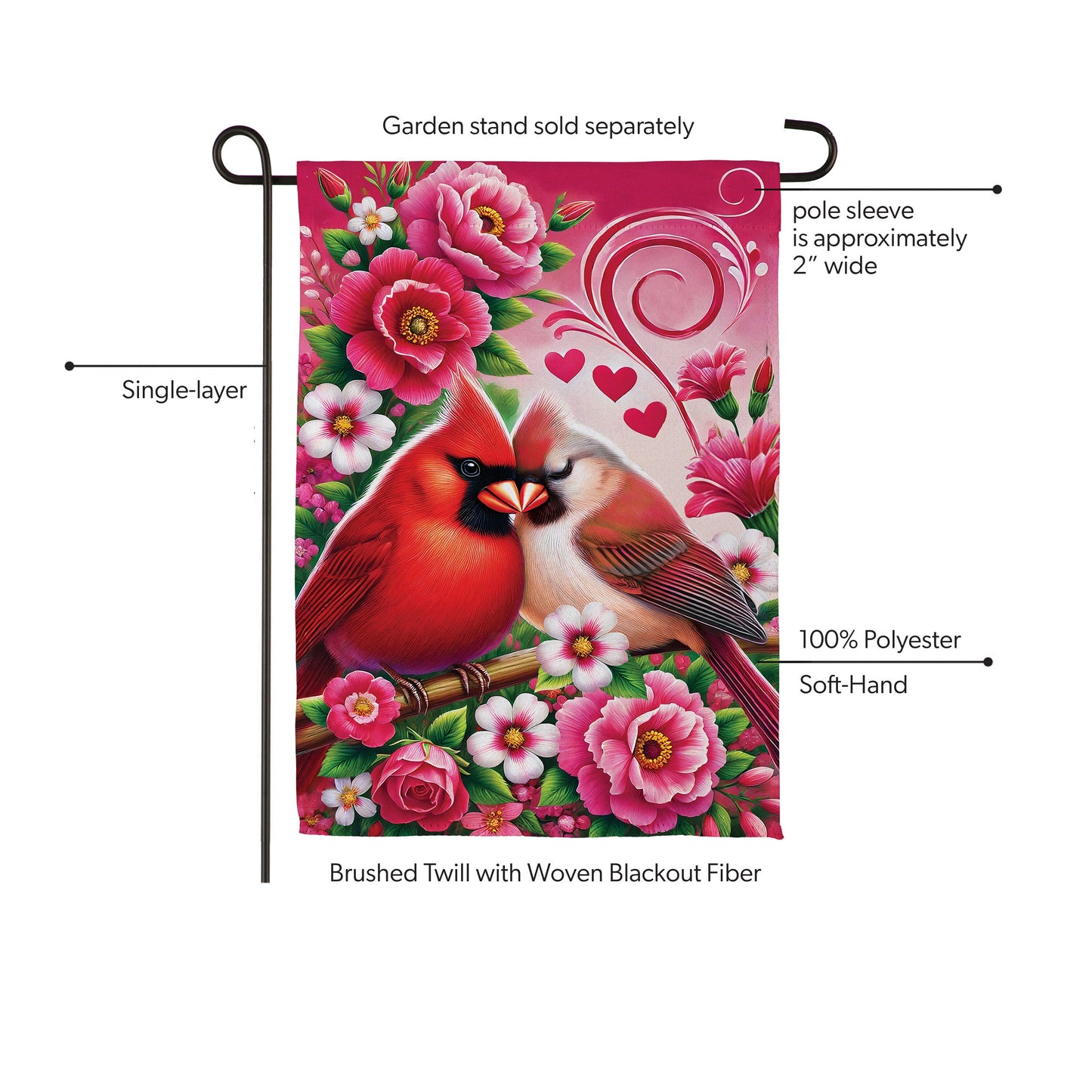 Drapeau de jardin en suède Amoureux des cardinaux