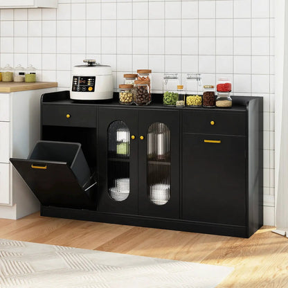 Large Buffet Cabinet Hidden Tilt Out Trash Can