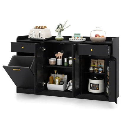 Large Buffet Cabinet Hidden Tilt Out Trash Can