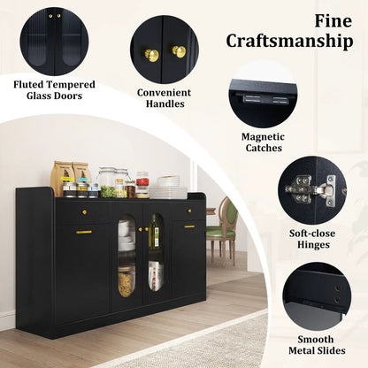Large Buffet Cabinet Hidden Tilt Out Trash Can